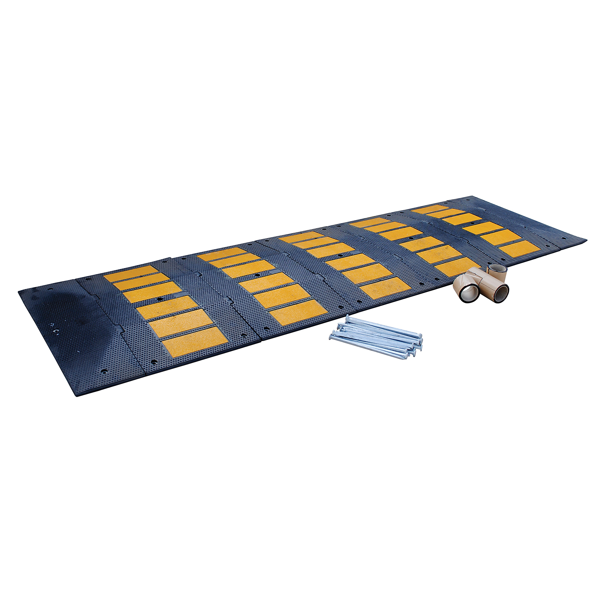 Vestil Rubber Speed Hump - 118.688in. Length, 2.438in. Height, Asphalt Hardware, Model# RSH-120-36-A